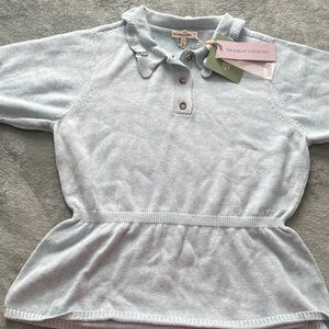Sky Blue Kids Sweater with Ruffled Collar